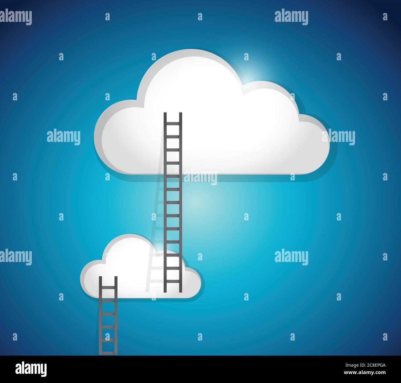 Cloud ladder steps illustration design over a blue background Stock Vector