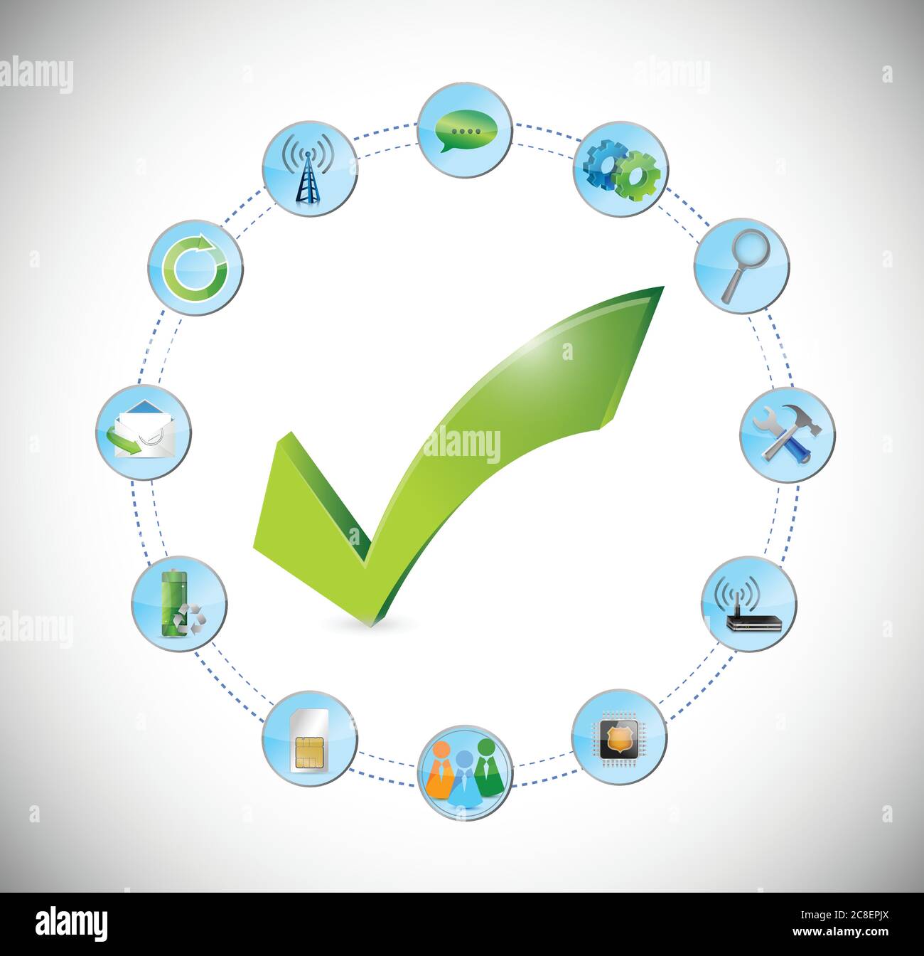 Tool working perfect concept. check mark approval illustration design ...