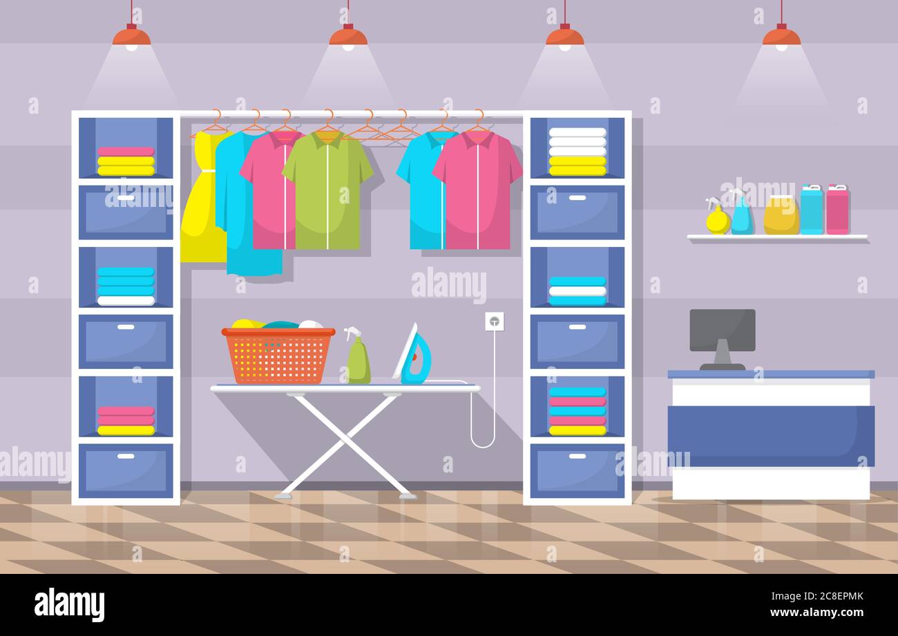 Laundromat Clean Clothes Washing Laundry Tools Modern Interior Stock