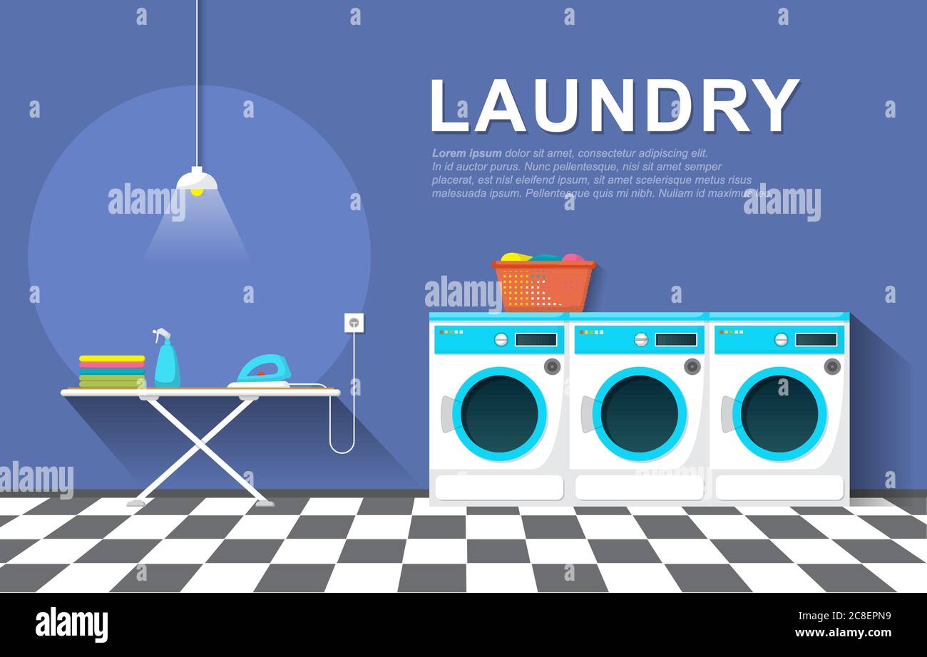 Clean Laundromat Washing Machine Laundry Tools Modern Interior Stock