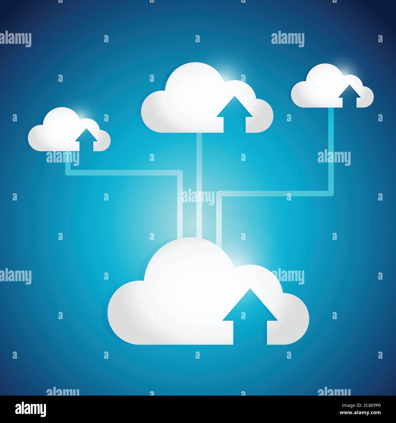 Cloud computing arrow network illustration design over a blue background Stock Vector