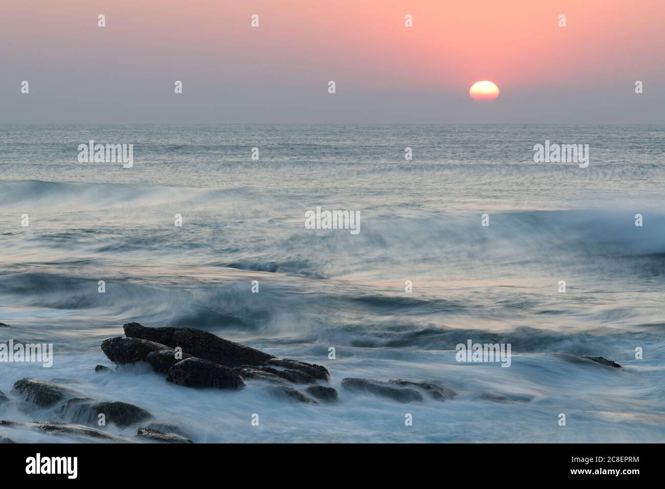 Beautiful landscape, sunrise, Durban, South Africa, Umhlanga Rocks beach, backgrounds, seascape, coast, coastal, beauty in nature, atmosphere, mood Stock Photo