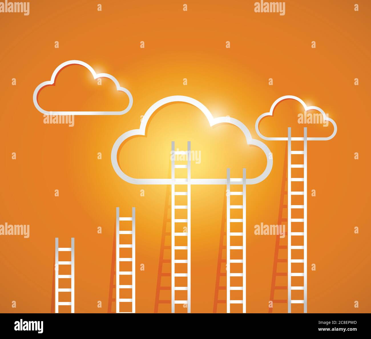 Cloud computing connection illustration design over a orange background ...
