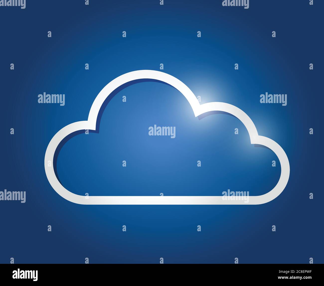 White border cloud illustration design over a blue background Stock Vector