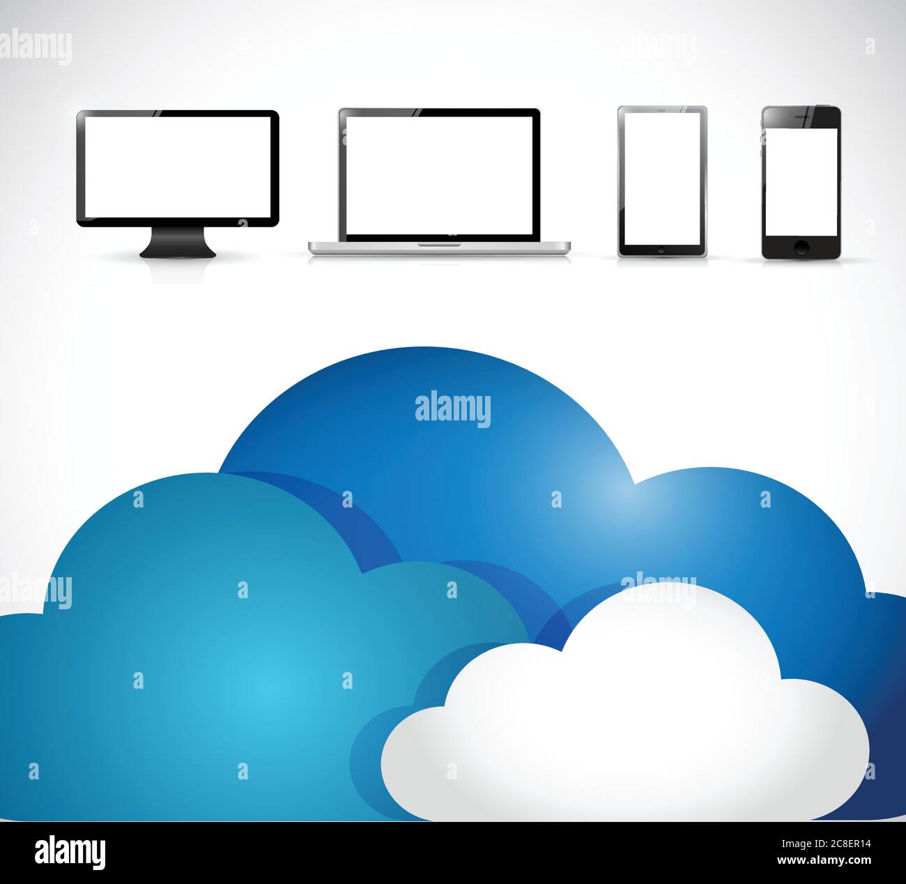 Clouds and electronics. illustration design over a white background Stock Vector