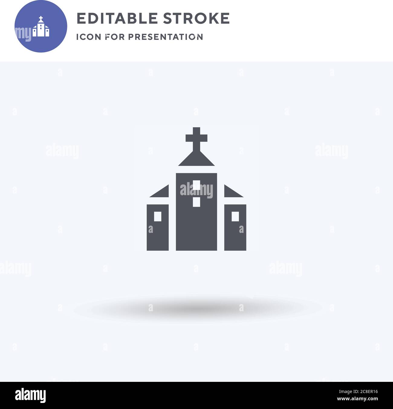 Church icon vector, filled flat sign, solid pictogram isolated on white ...