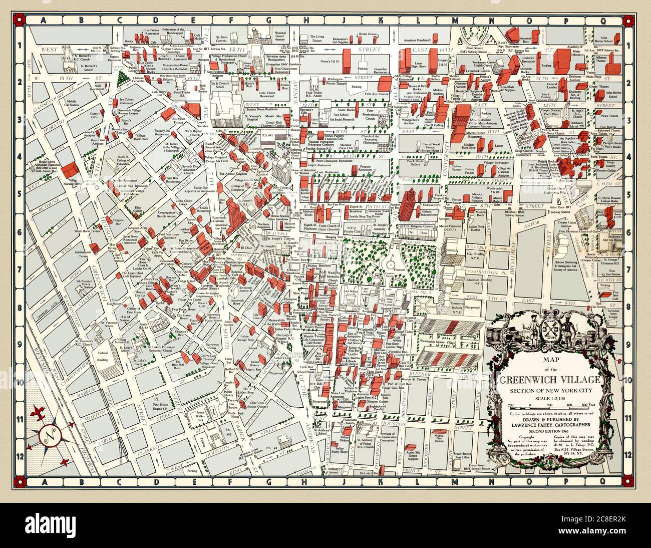Map of the Greenwich Village section of New York City\, image size:1300x1094