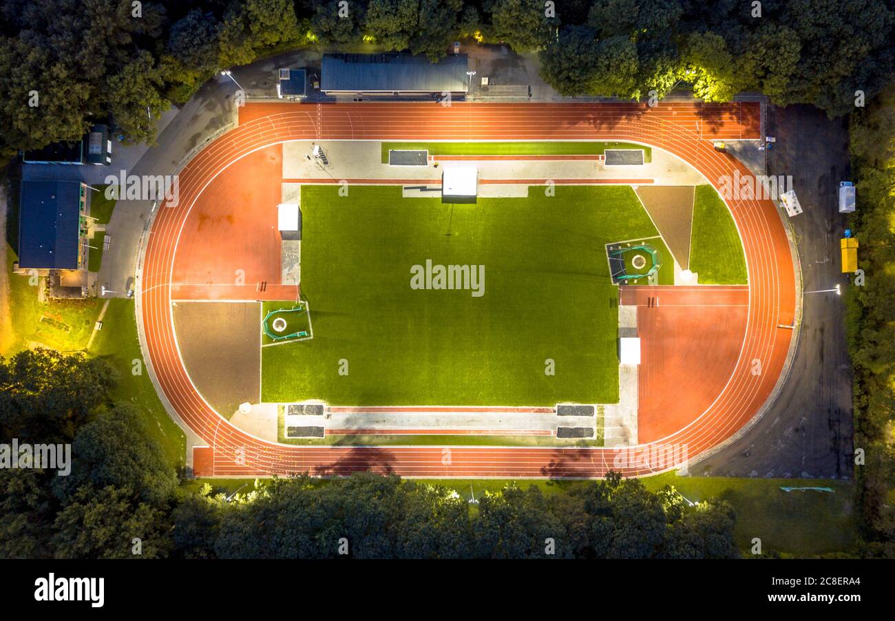 Aerial view athletic field track hires stock photography and images