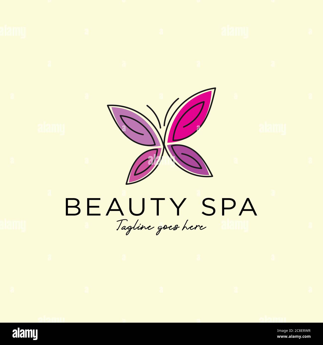 Butterfly Beauty spa logo design template, best for Beauty woman and relaxation treatments vector logo concepts Stock Vector