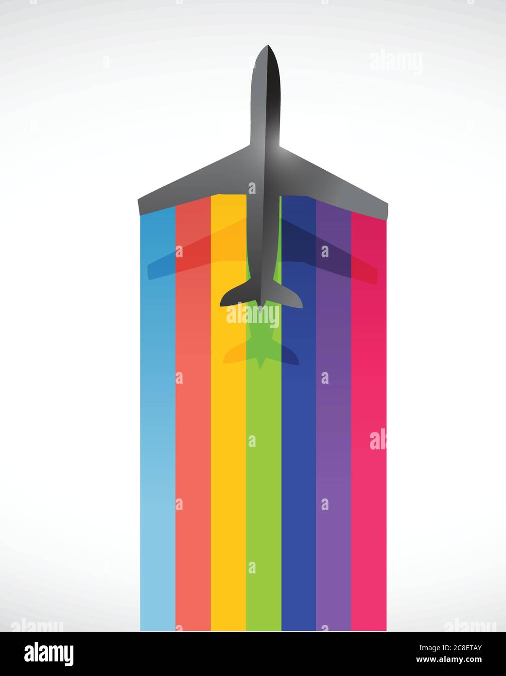 Airplane and color lines color illustration design over a white ...
