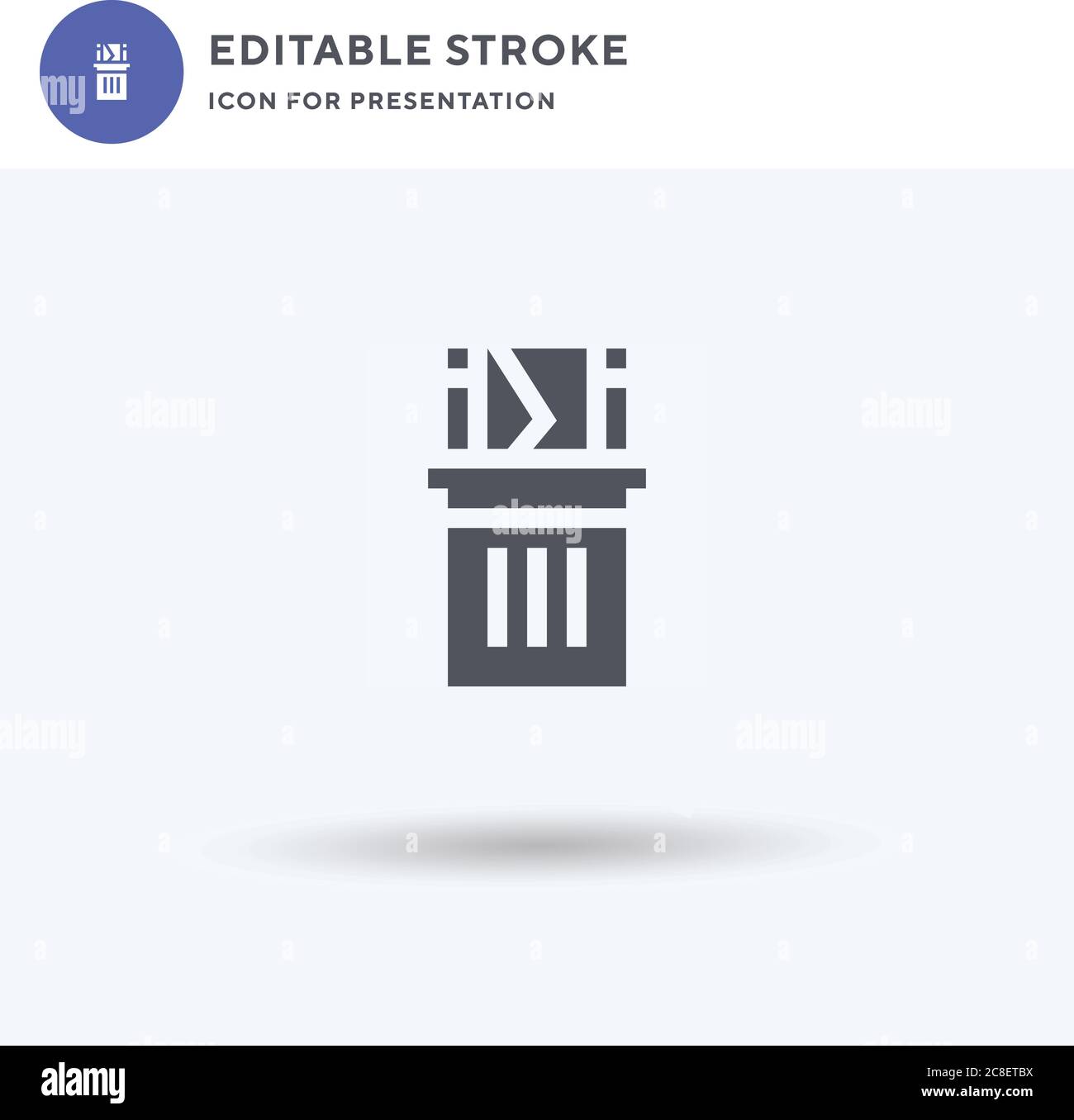 Trash Can icon vector, filled flat sign, solid pictogram isolated on white, logo illustration. Trash Can icon for presentation. Stock Vector