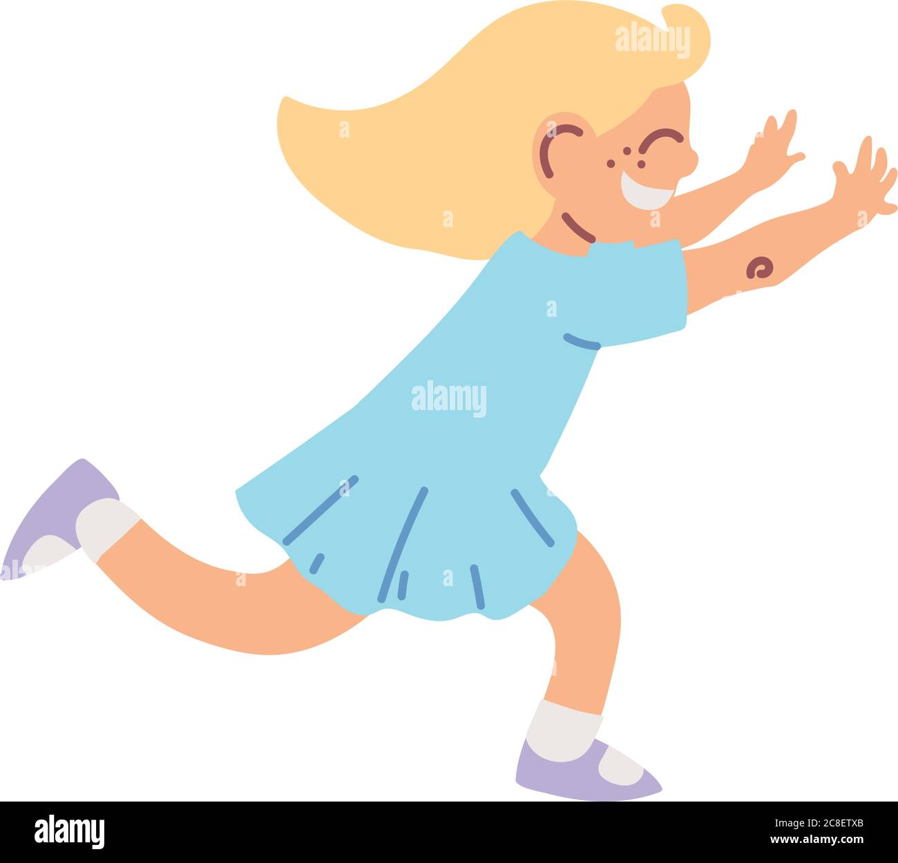 little girl smiling running cartoon vector illustration design Stock ...