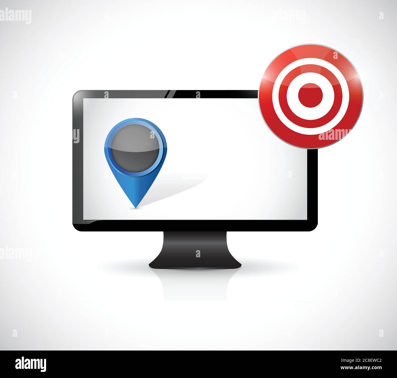 Computer with a target. illustration design over a white background
