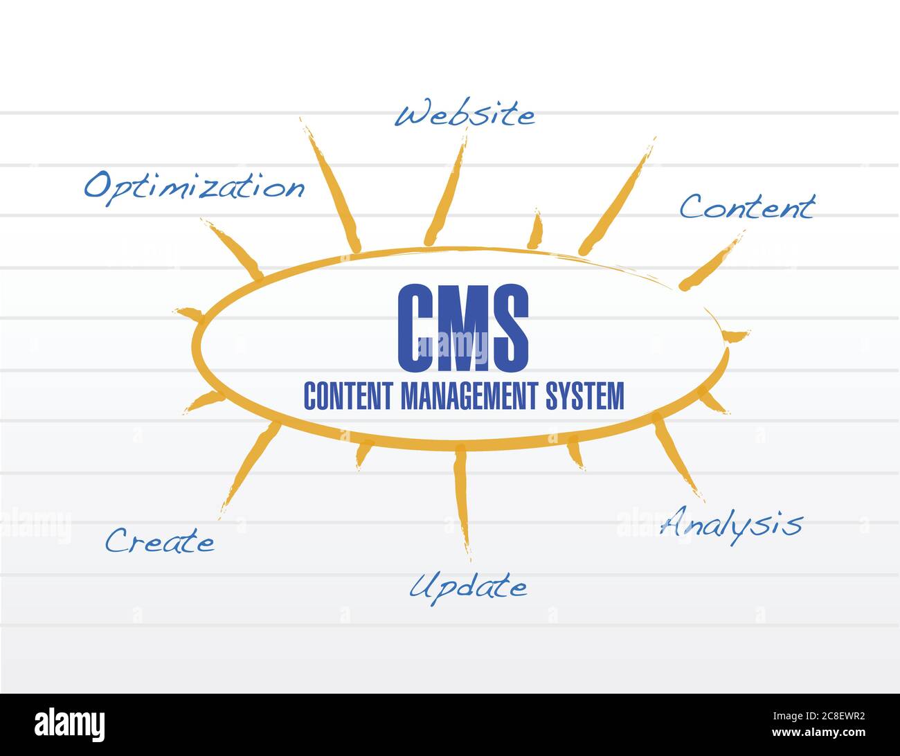 Cms model diagram illustration design over a white background Stock