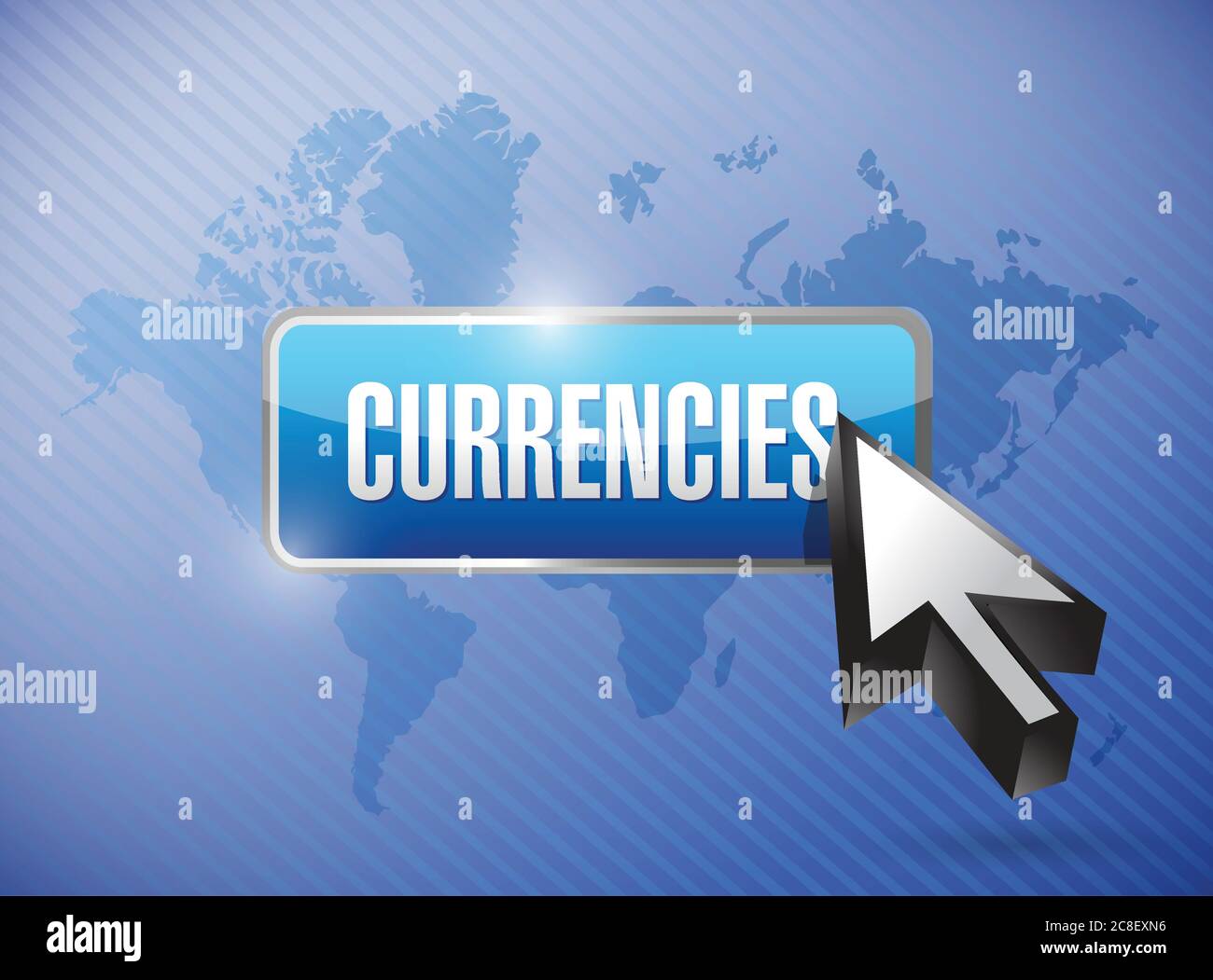 Currencies button illustration design over a world map Stock Vector