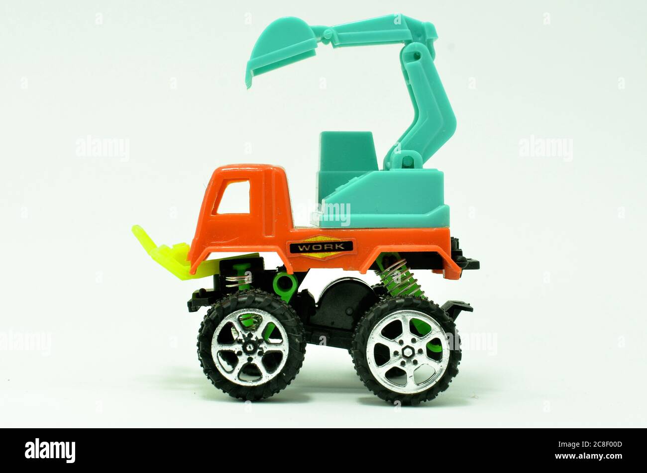 Car plastic truck and excavator toy for kids to have fun with there learning Stock Photo