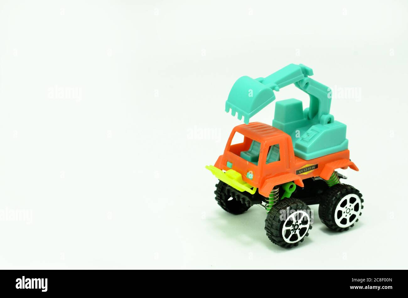Car plastic truck and excavator toy for kids to have fun with there learning Stock Photo