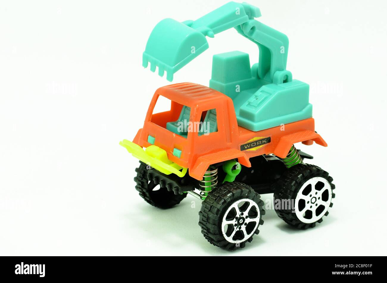 Car plastic truck and excavator toy for kids to have fun with there learning Stock Photo