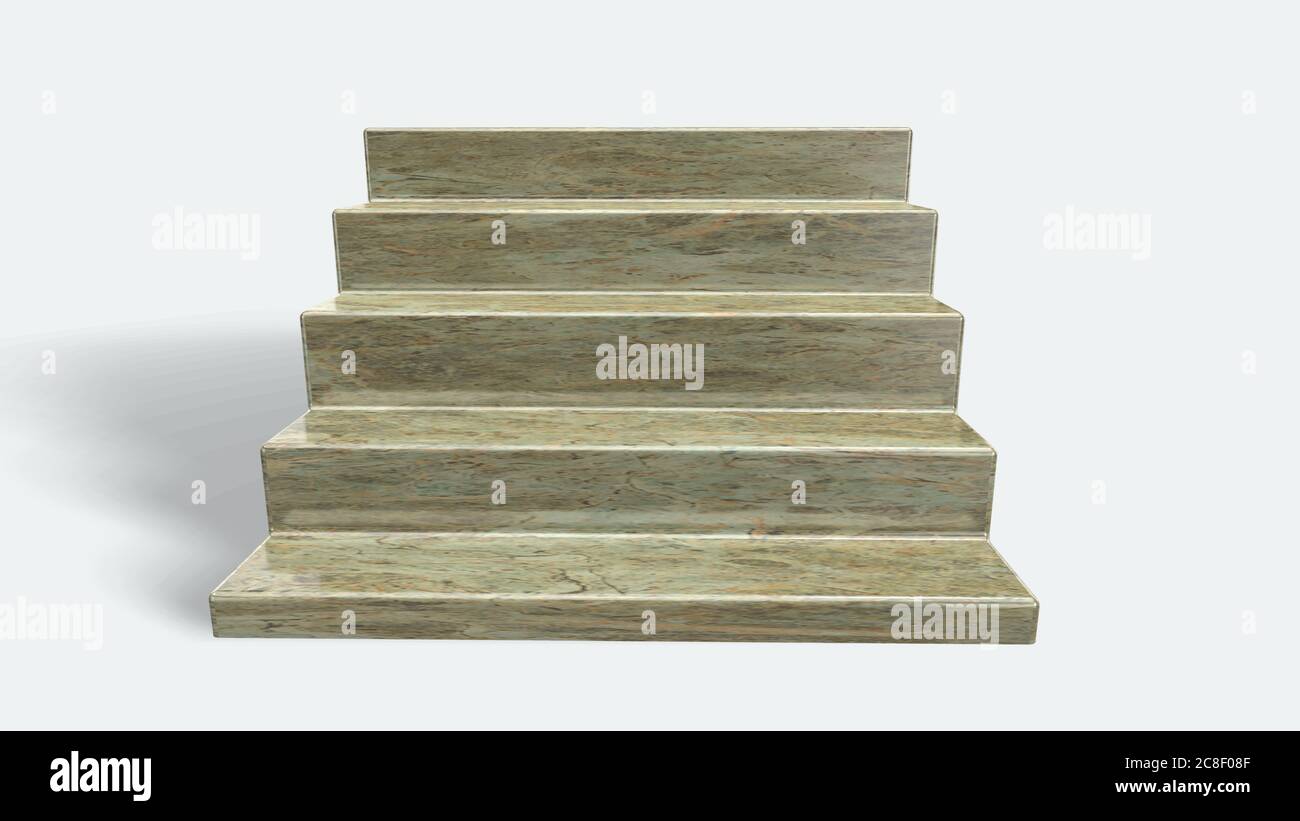 3d marble stairs 3d render on white background Stock Photo