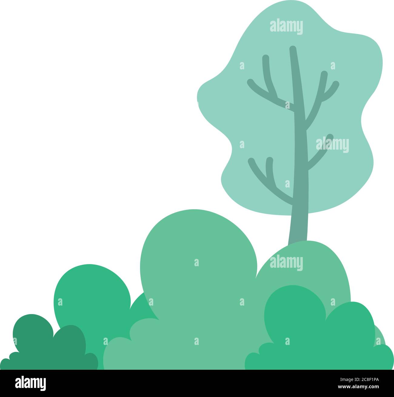 trees and bush nature scene vector illustration design Stock Vector ...