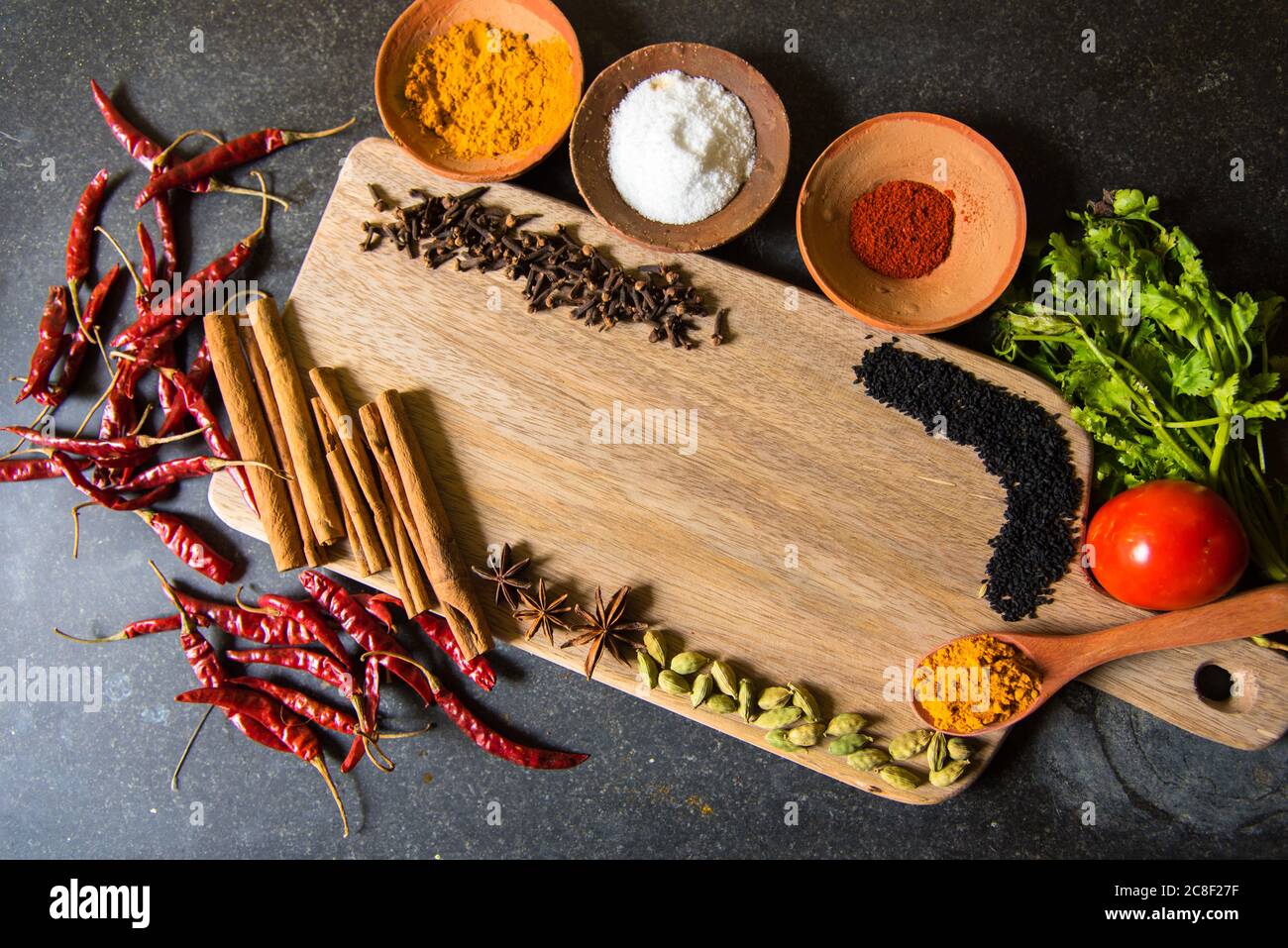 Various Indian spices with a top view Stock Photo