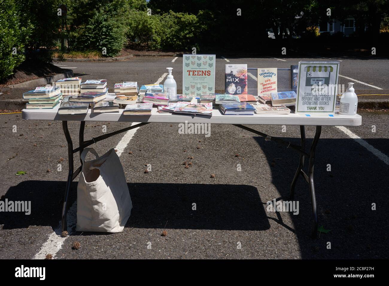 Lake Oswego Public Library has opened an outdoor section in its parking