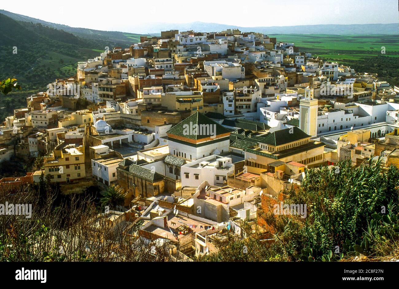 Moulay Idriss, Morocco.  Looking down on the Sanctuary, banned to non-Muslims Stock Photo