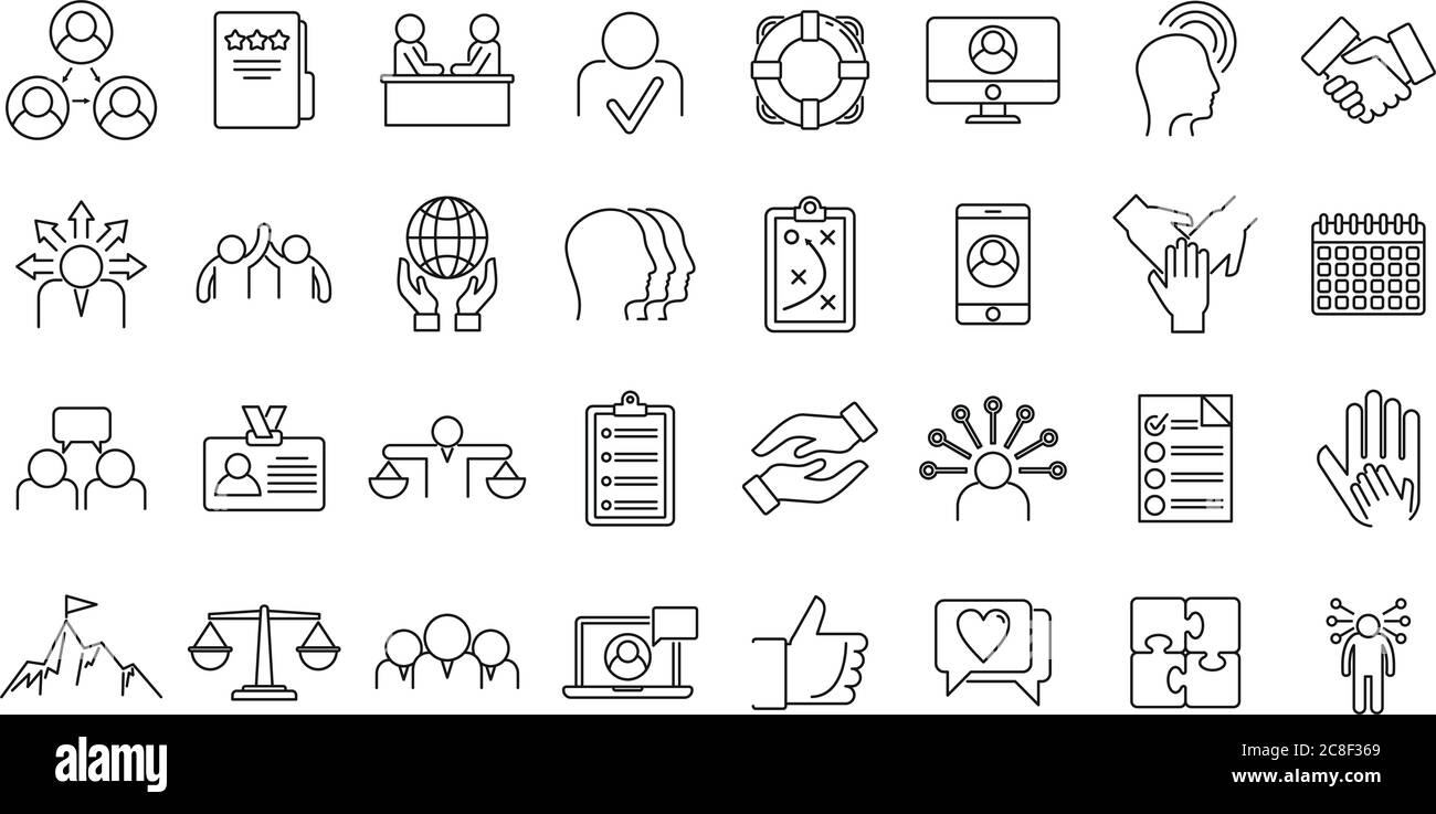 Social responsibility icons set. Outline set of social responsibility vector icons for web design isolated on white background Stock Vector