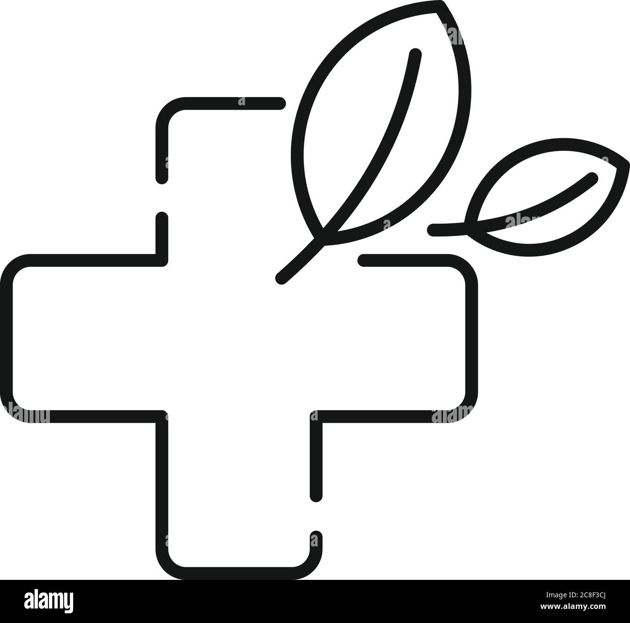 Herbal medicine cross icon. Outline herbal medicine cross vector icon ...