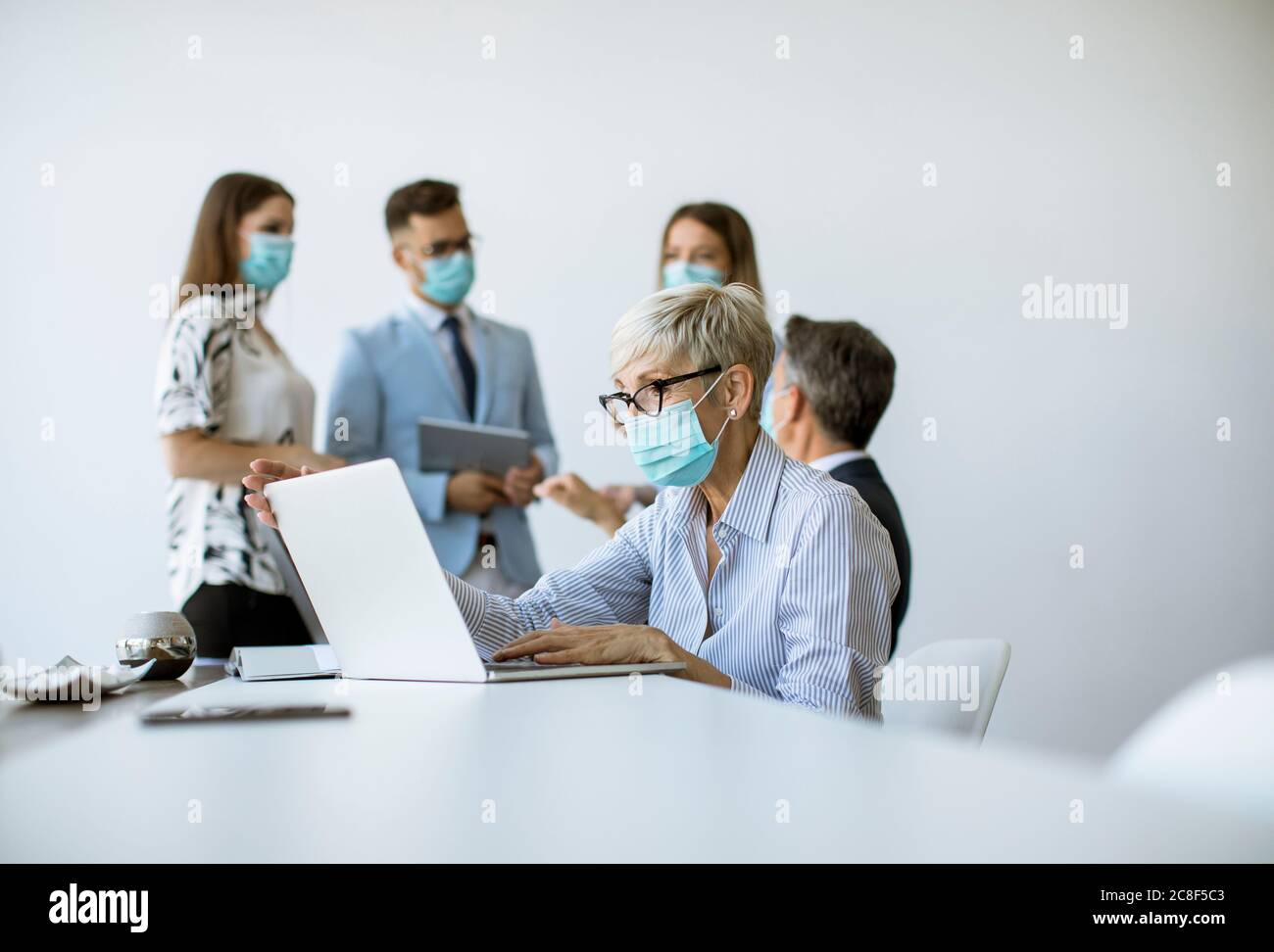 Group of business people have a meeting and working in the office and ...