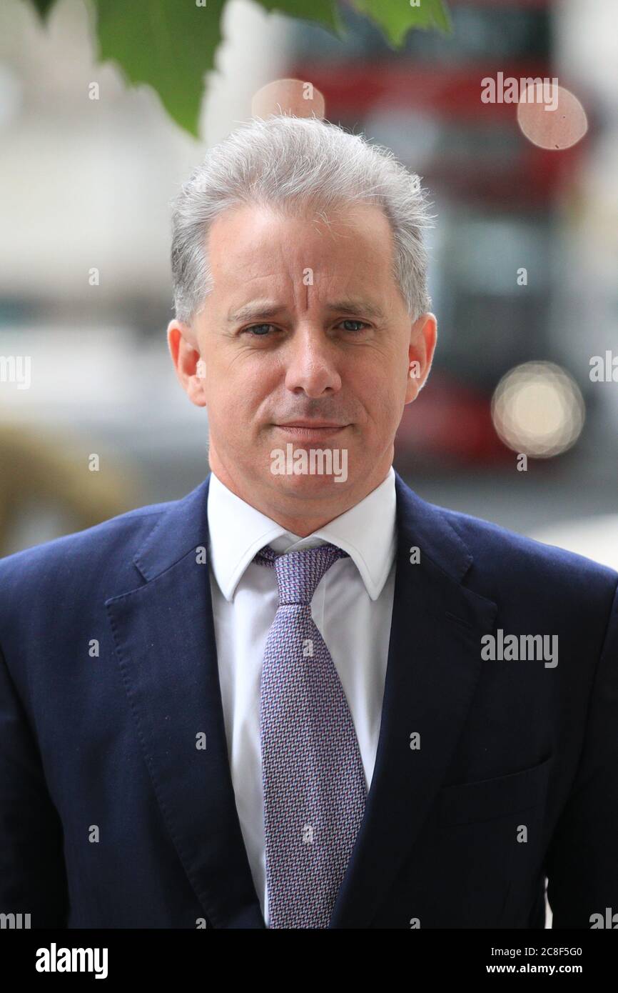 Christopher Steele, a former British spy who wrote a 2016 dossier about alleged links between Donald Trump and Vladimir Putin, arrives at the High Court in London for a hearing in the libel case brought against him by Russian businessman Aleksej Gubarev. Picture date: Friday July 24, 2020. Gubarev took legal action against Steele after Buzzfeed published the 'Steele Dossier' in January 2017, the month Mr Trump was inaugurated as US president. See PA story COURTS Dossier. Photo credit should read: Aaron Chown/PA Wire Stock Photo