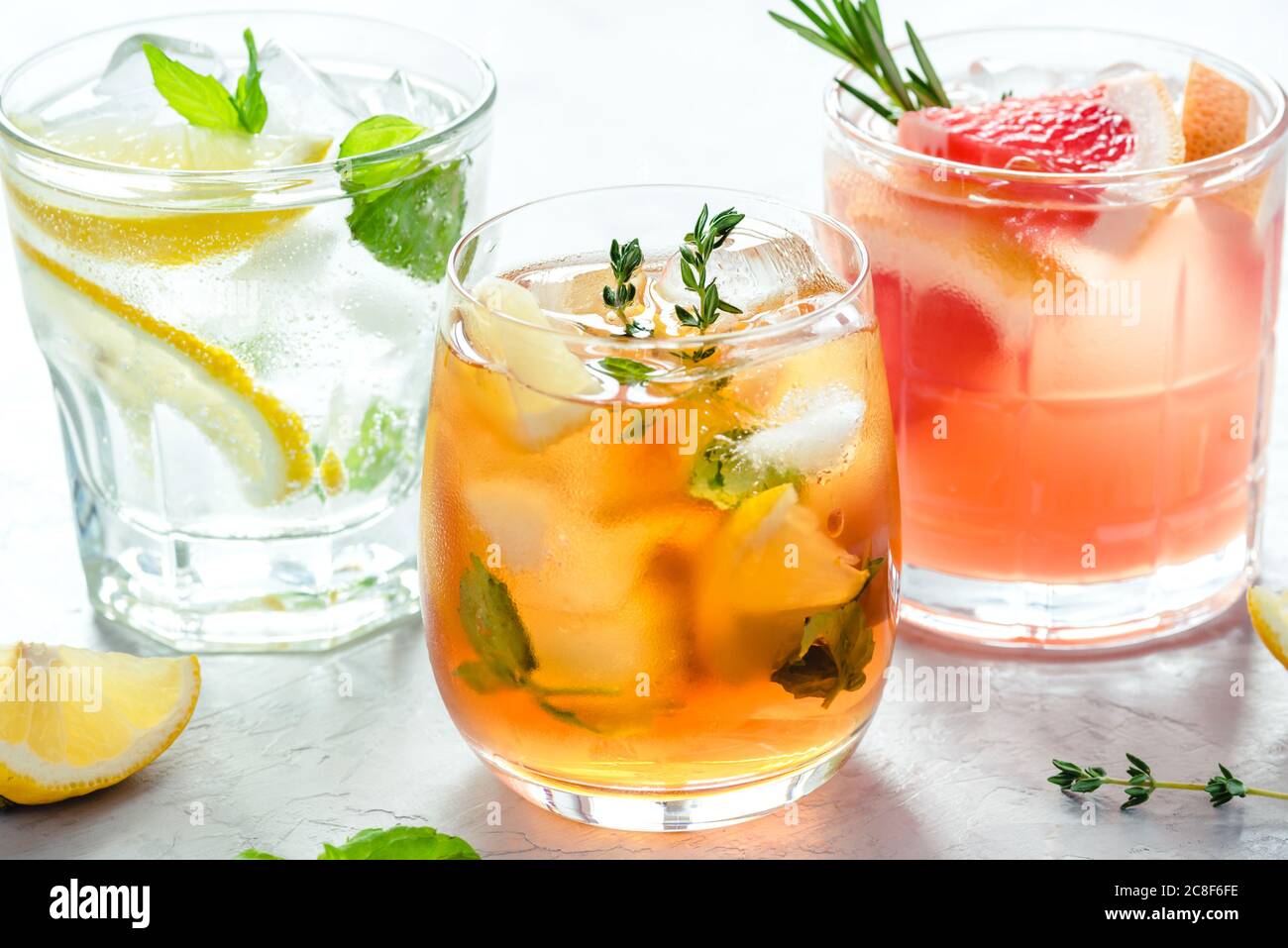 Summer refreshing drinks with ice Stock Photo Alamy