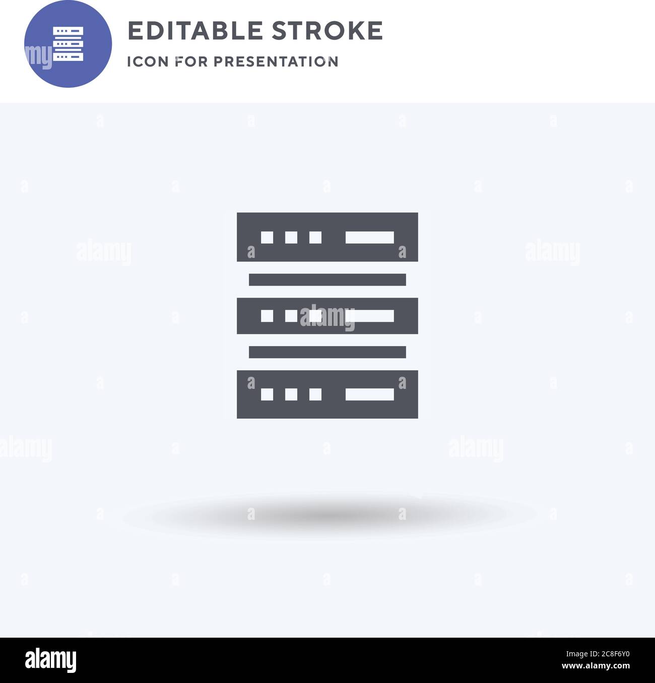 Server icon vector, filled flat sign, solid pictogram isolated on white ...