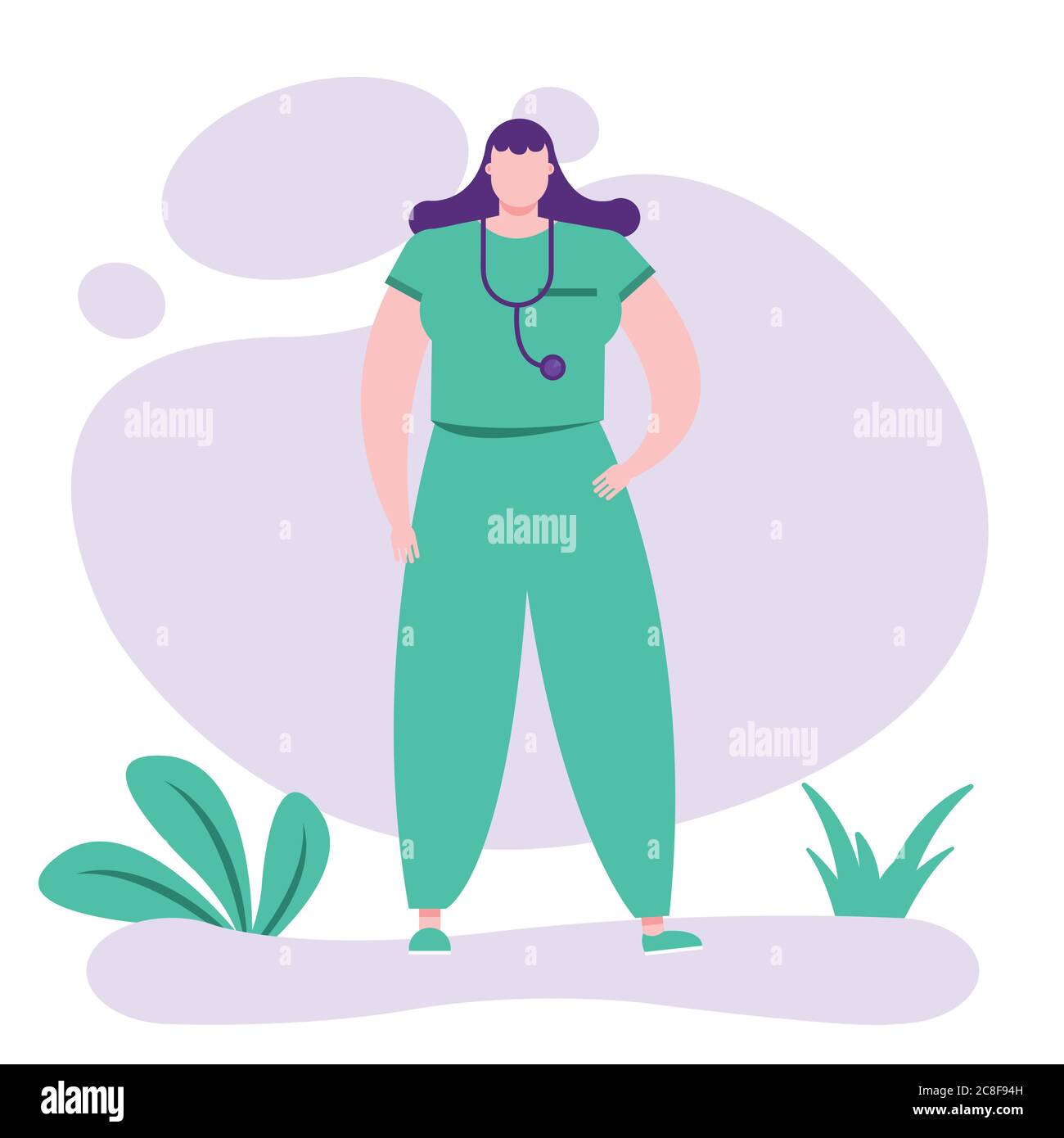 professional female doctor with stethoscope vector illustration design ...