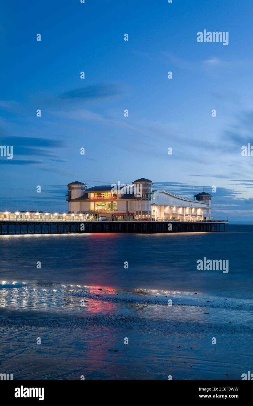 The Grand Pier at dusk, Weston-super-Mare, North Somerset, England. Stock Photo