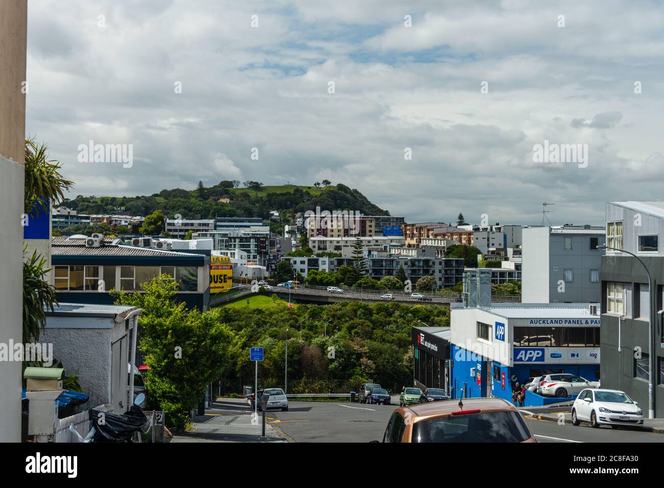 View on mount Eden in Auckland from Suburb Newton Stock Photo