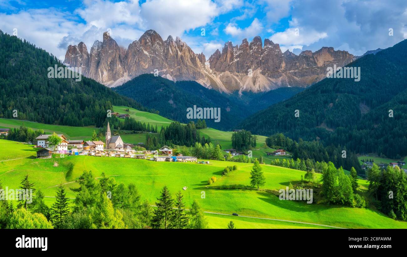 Santa Maddalena - Dolomites , Italy Landscape Stock Photo