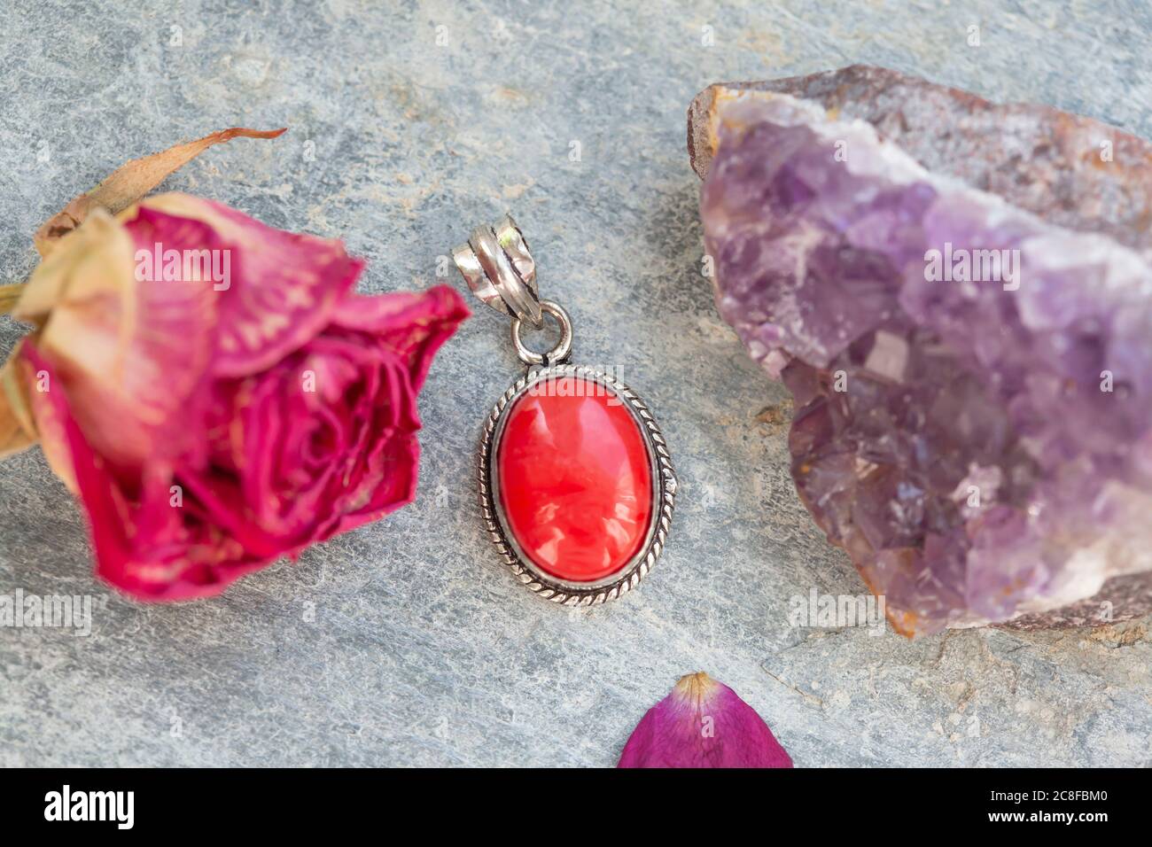 Natural red shop coral pendant