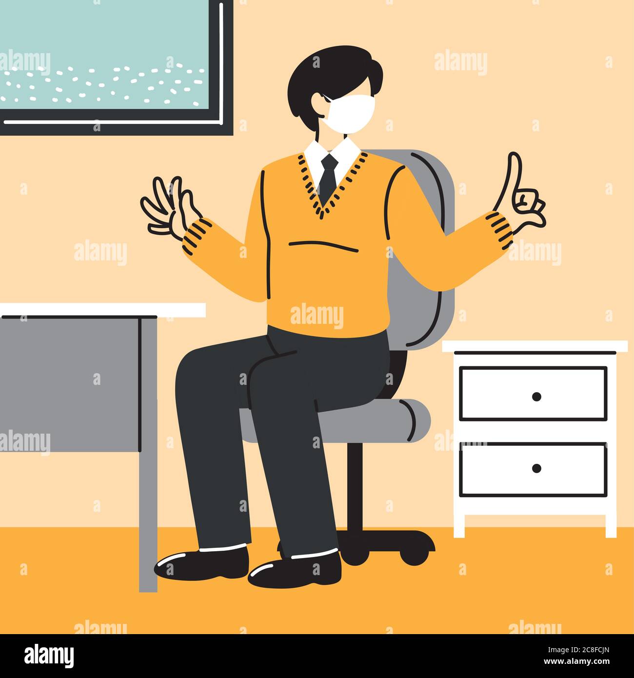 Work space office mask Stock Vector Images - Alamy