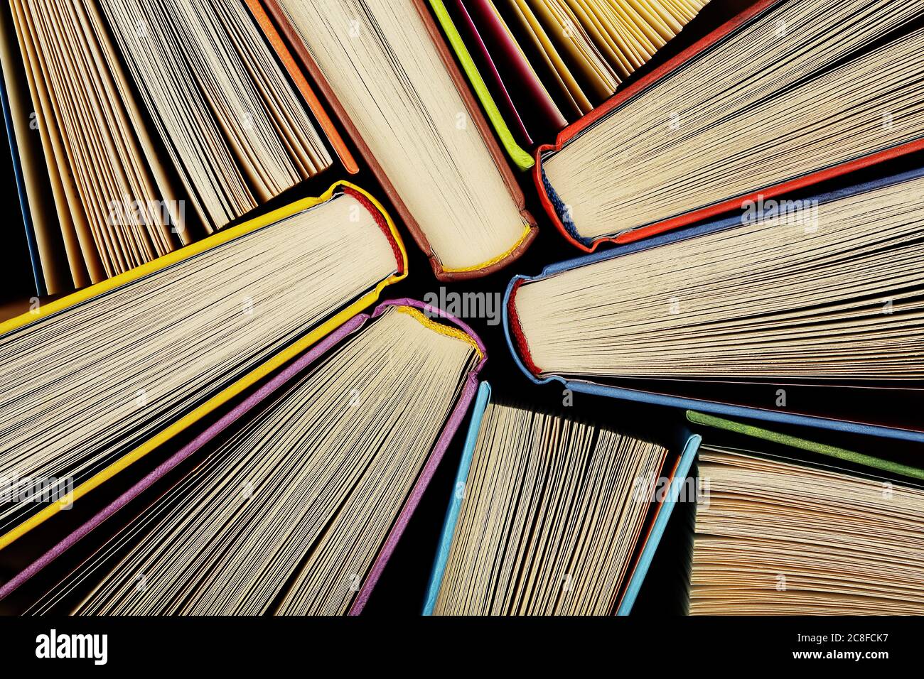 collection of books randomly positioned as seen from above Stock Photo ...