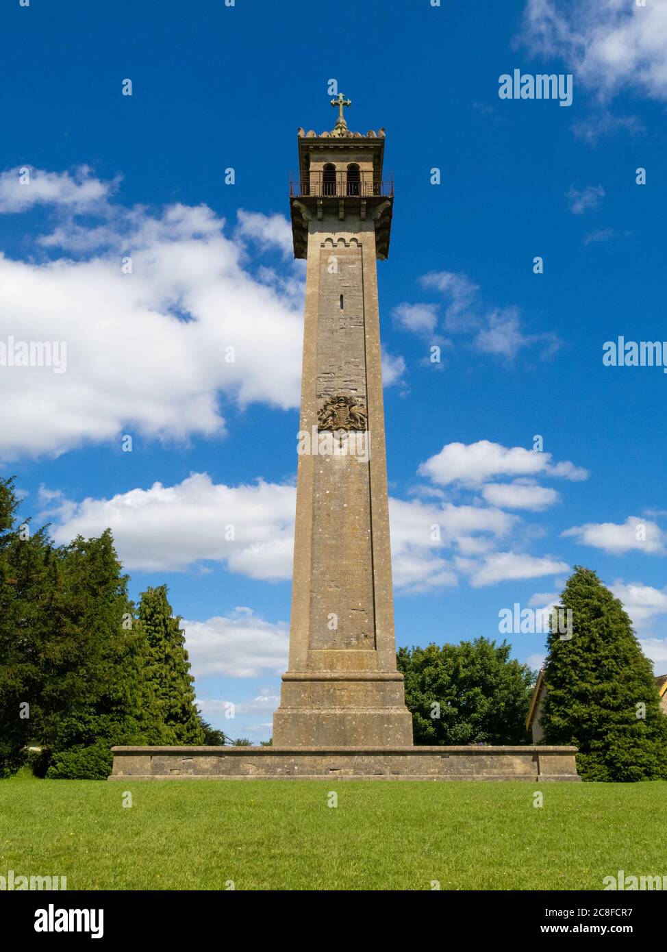 The Somerset Monument outside the village of Hawkesbury Upton in Wiltshire built in 1834 to commemorate Lord Robert Somerset soldier and MP Stock Photo