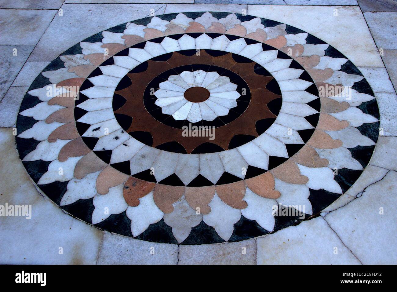 View of circular geometric marble flooring design at Birla Sun ...