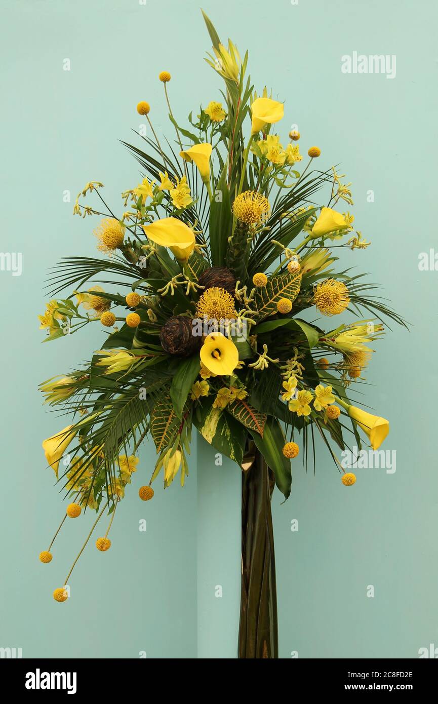 A Stunning Floral Arrangement made with Yellow Flowers Stock Photo - Alamy