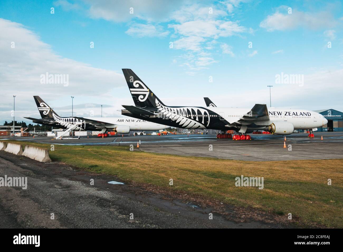 Boeing 777s in storage at Christchurch Airport, New Zealand, during the