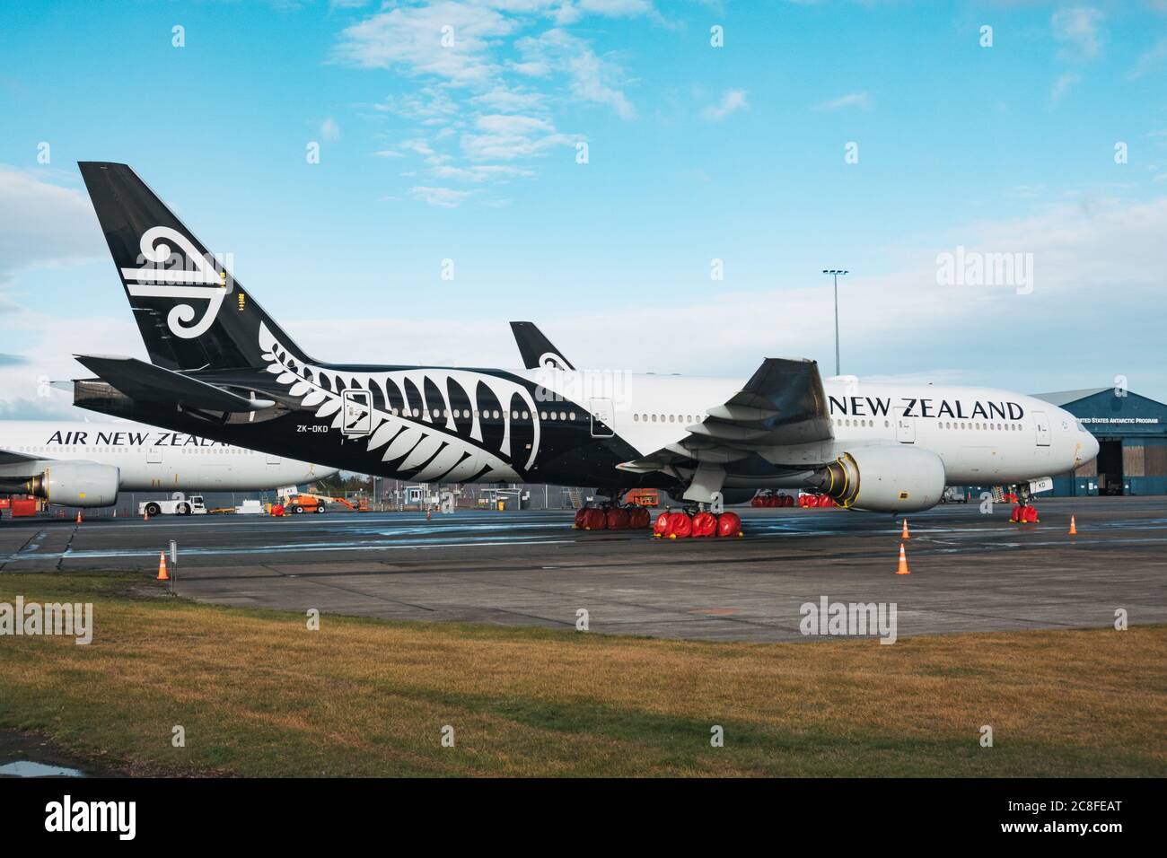Boeing 777s in storage at Christchurch Airport, New Zealand, during the