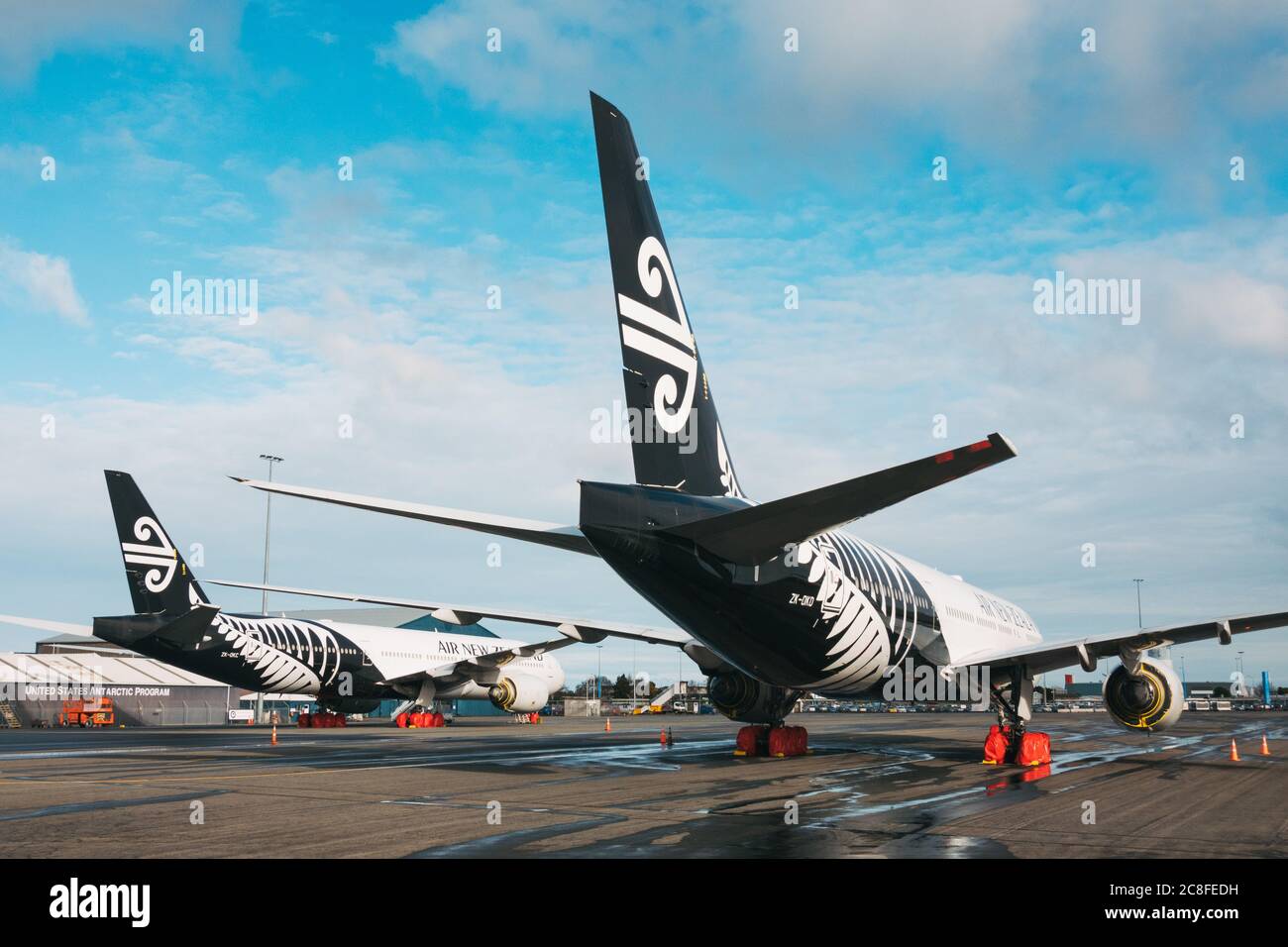 Boeing 777s in storage at Christchurch Airport, New Zealand, during the