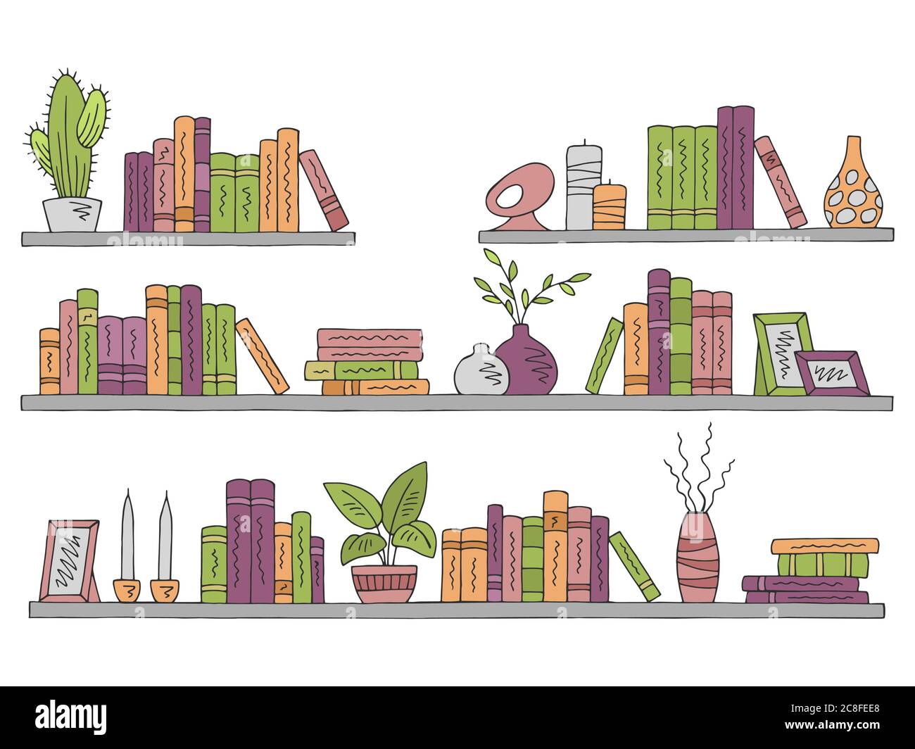 Shelves set graphic color isolated sketch illustration vector Stock Vector