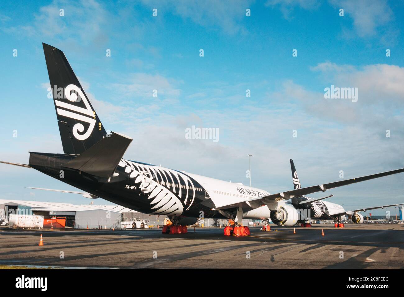 Boeing 777s in storage at Christchurch Airport, New Zealand, during the