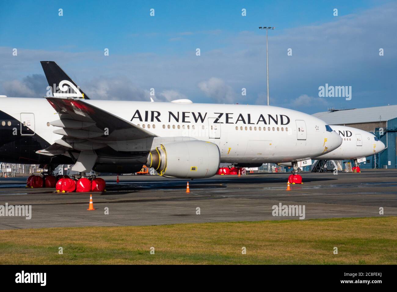 Boeing 777s in storage at Christchurch Airport, New Zealand, during the