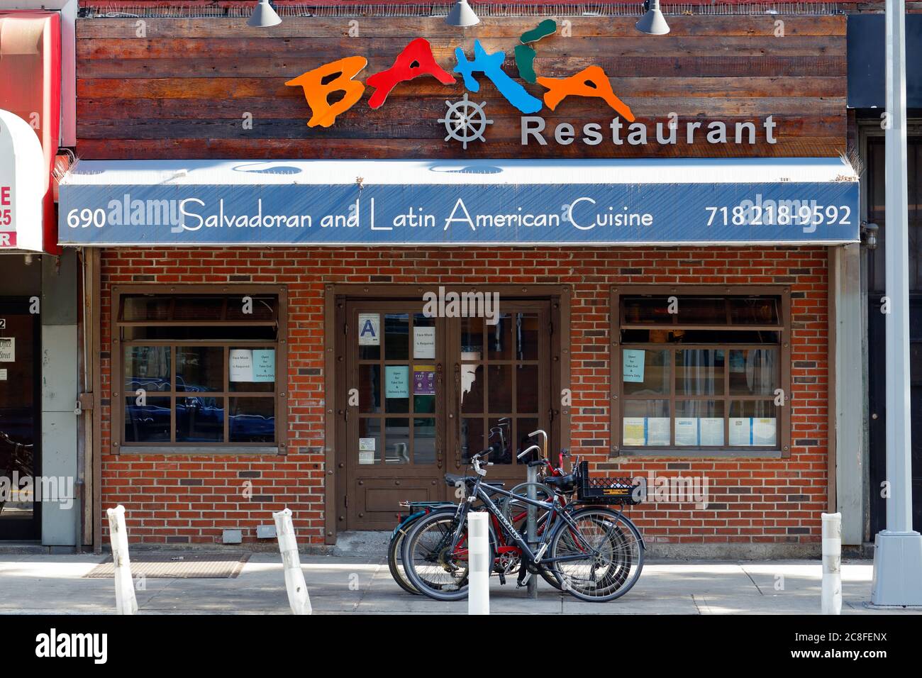 Bahia, 690 Grand St, Brooklyn, New York. NYC storefront photo of a Salvadoran restaurant in the Williamsburg neighborhood. Stock Photo